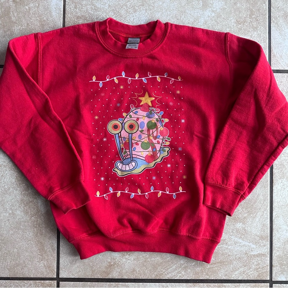 Christmas SpongeBob Gary Kids Red Festive Sweatshirt